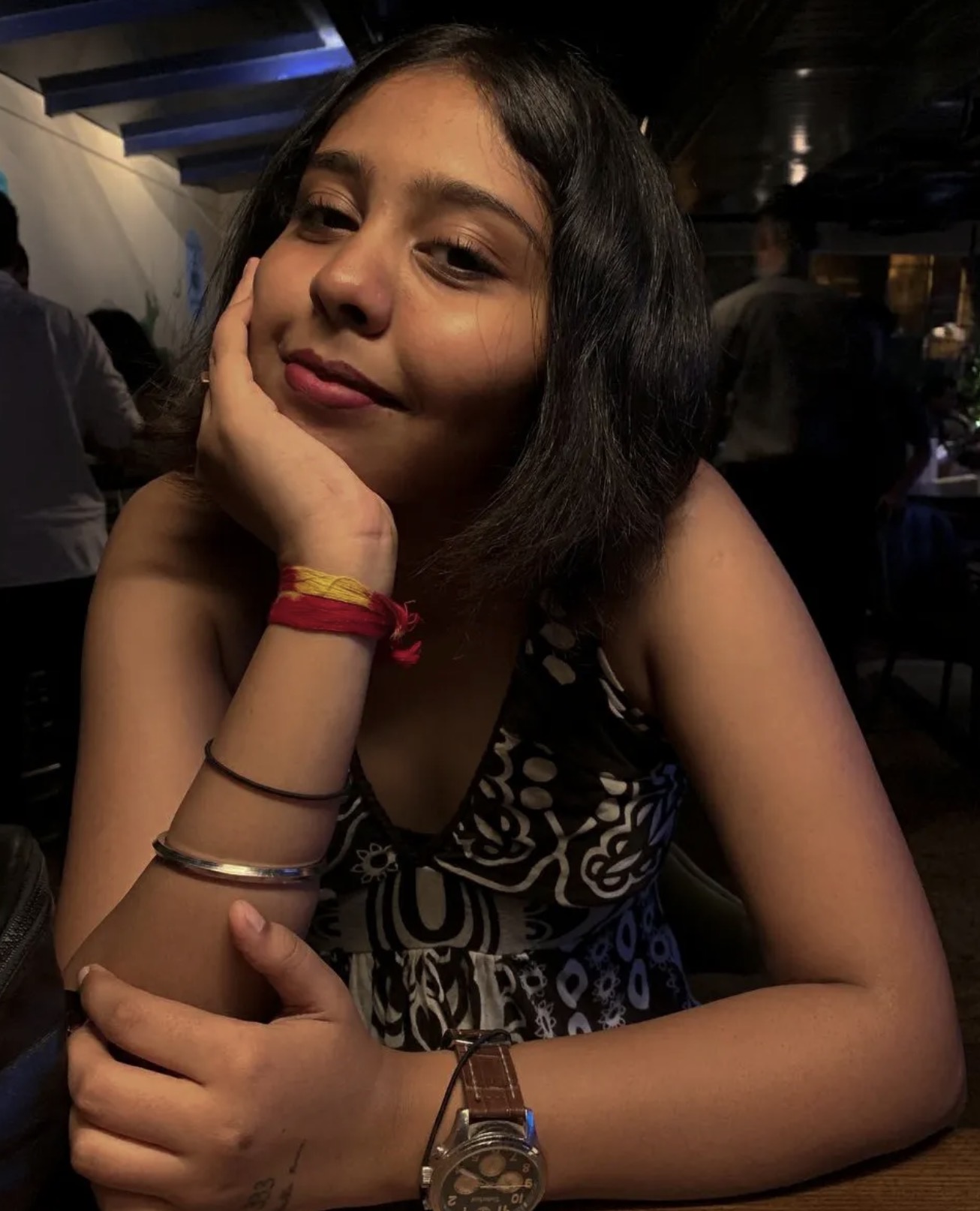 Sahithi in a café